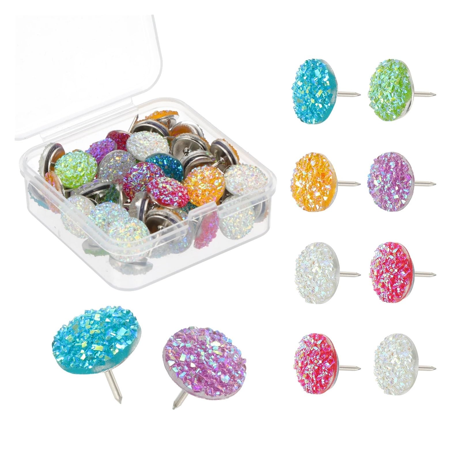 Cute Push Pins 150Pc Diamond Push Pins Glitter Rhinestone Decorative Thumb Tacks Shiny Corkboard for Photo Memo Wall Hangings Multicolor(Blue)