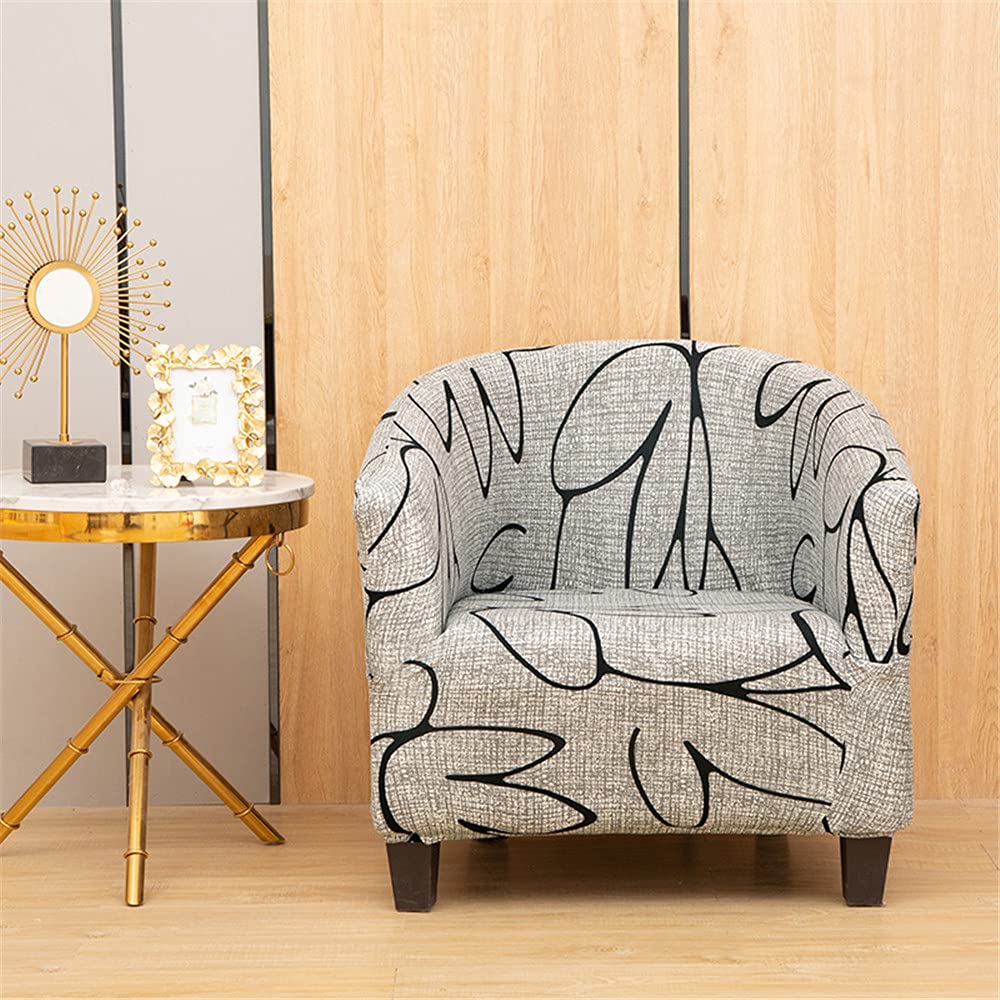 Highdi Simple Gray Stretch Tub Chair Slipcover 1 Piece Club Sofa Cover For Armchair, Dust Proof Removable Washable Natural Style Furniture Protector Cover Couch Covers For Living Room (Simple Gray)