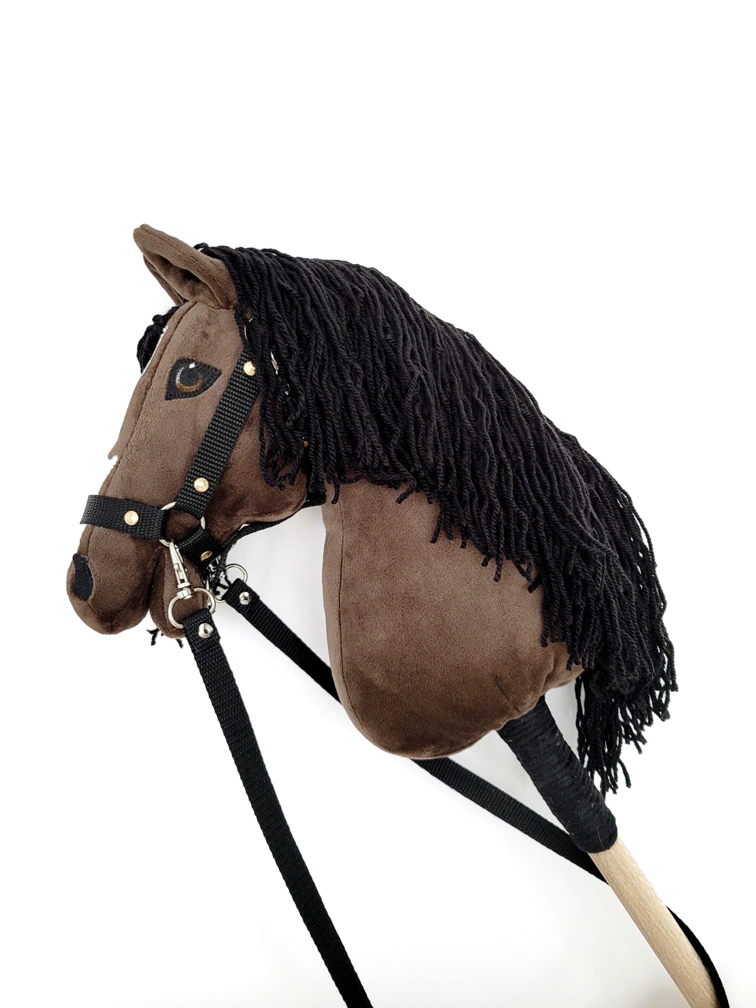 Steckenpferd A4 (Pferd auf einem Stock) Hobby Horse A4 komplett mit Kantar wie auf dem Foto (Dunkelbraun)