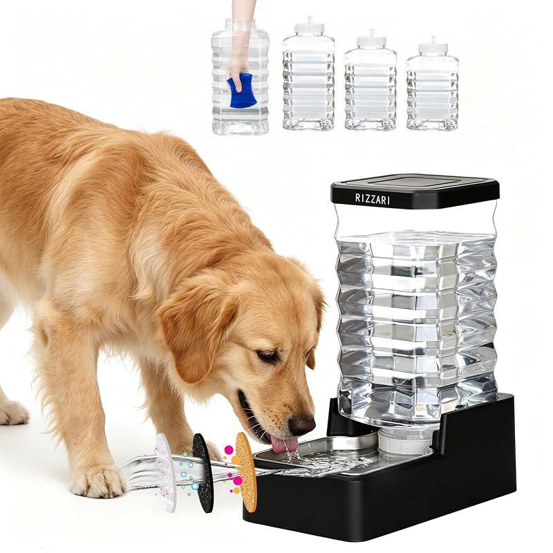 Bebedouro automático por gravidade para cães grandes RIZZARI Black com tampa e filtro 10 L