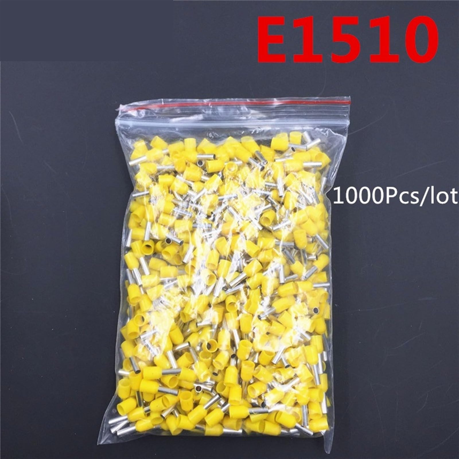 1000 morsetti isolanti per tubi E1510, 1,5 mm2, 16 AWG, cavo isolante, crimpatura E, nero, giallo, blu, rosso (colore: nero)