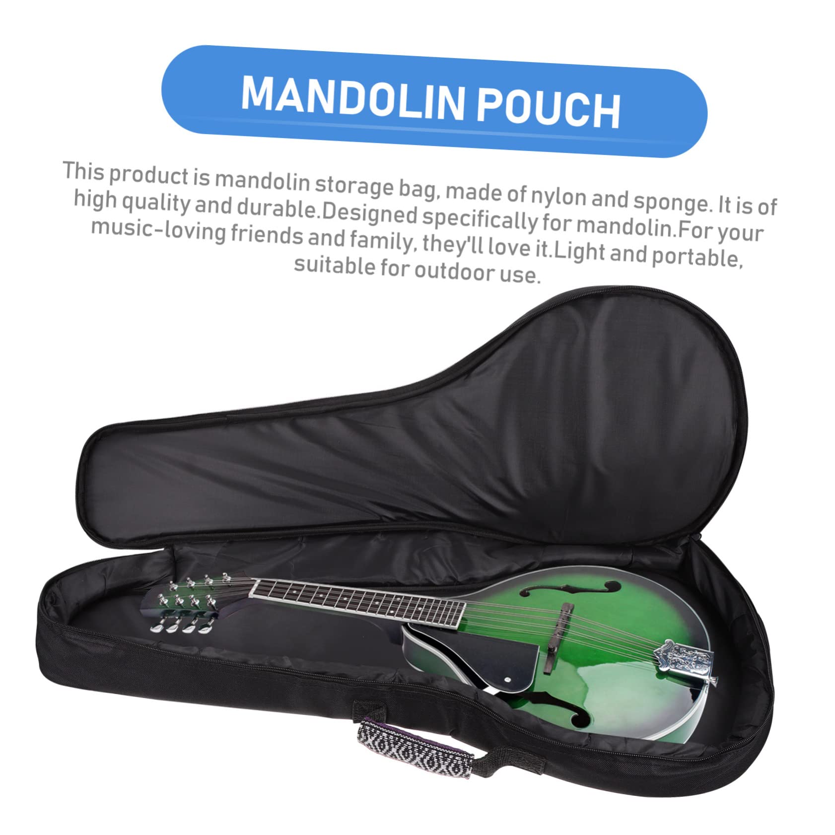 Paquet à Mandoline Imperméable en Nylon et Éponge Rembourrée Double Portage à Dos et Main