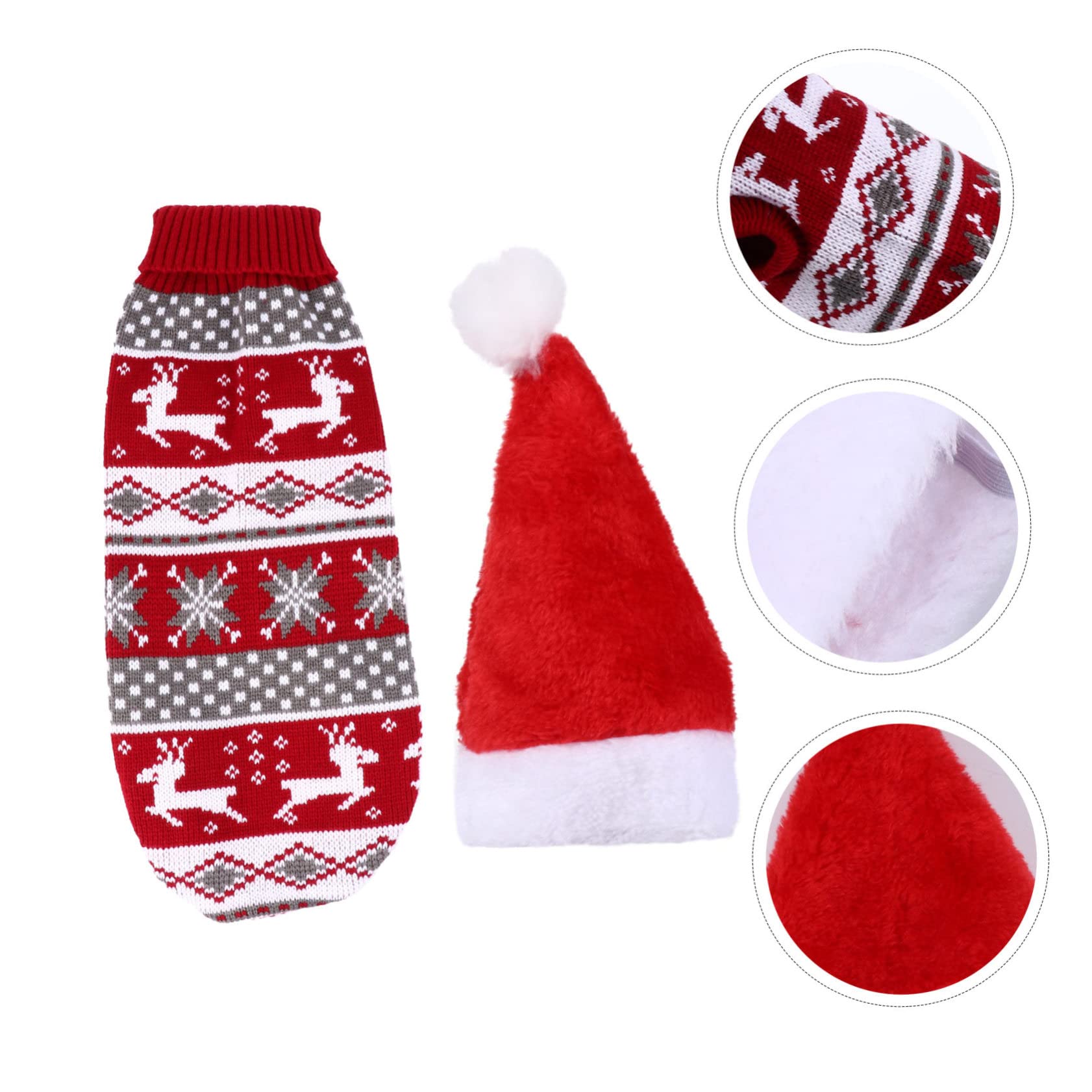 BESPORTBLE 3 Set Adorabile Maglione Per Animali Domestici Costume Di Natale Per Cani Maglione Renna Con Cappello Abbigliamento Per Animali Domestici 2 Pezzi * 3