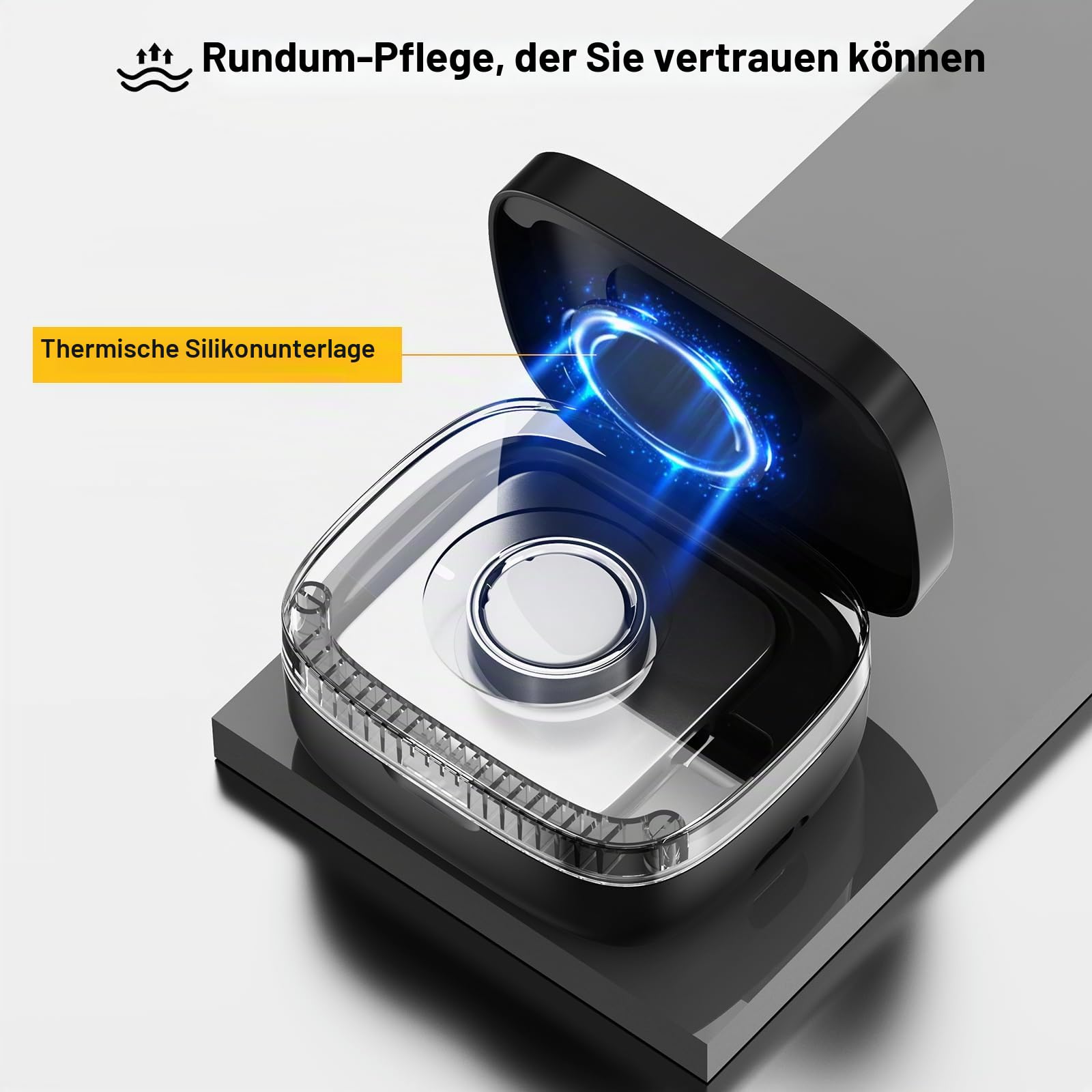 Kabellose Ladehülle für Oura Ring 4 & 3 Ladegerät, 1000 mAh tragbare Reise-Ladestation, passend für alle Ring-Gen-4- und 3-Größen, 30 Tage Laufzeit