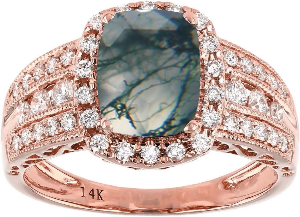 10K 14K 18K Gold 2 Carat Cushion Cut Gemstone Engagement Rings for Women with Moissanites/Diamonds Cushion Birthstone Promise Anniversary Ring for Her Size 3-15 - Image 6