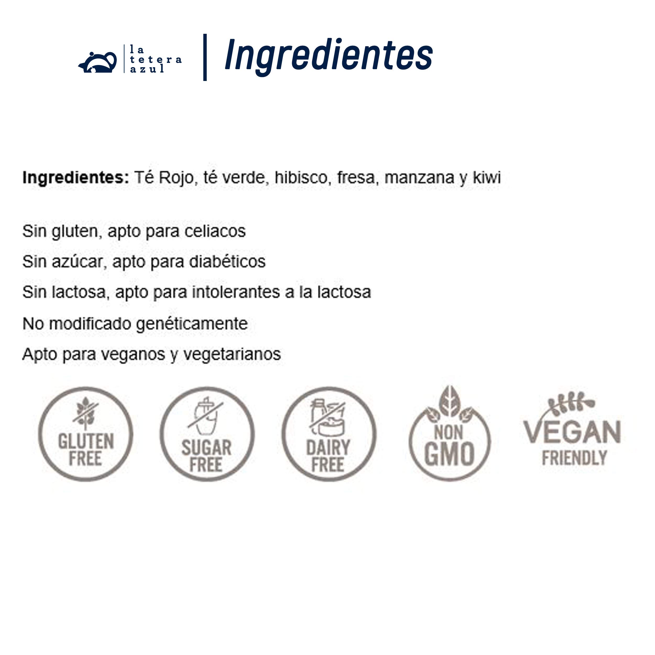 LA TETERA AZUL 100 Bolsitas De Té Rojo Pu Erh Infusionado Con Frutas. Infusión Adelgazante. 100 Bolsitas De 1,75 Gramos.