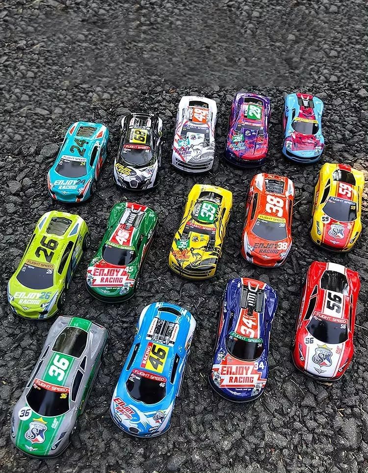 Image of Pull Back Toy Cars for Kids Set of 6 | Die Cast Metal Mini Racing Cars with International Flag Designs | Friction Powered Toy Cars for Boys & Girls Age 3+ | Small Car Playset