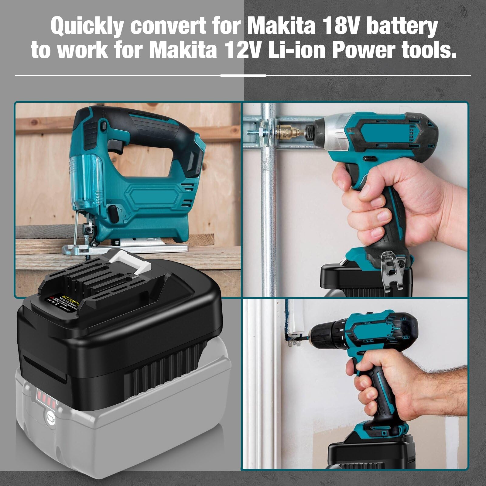MT18MT12 Adaptateur pour Makita 18 V vers 12 V, pour batterie Makit.a 18 V vers outil de batterie 12 V BL1021, convertisseur pour batterie BL1850 vers BL1021B BL1041B CXT