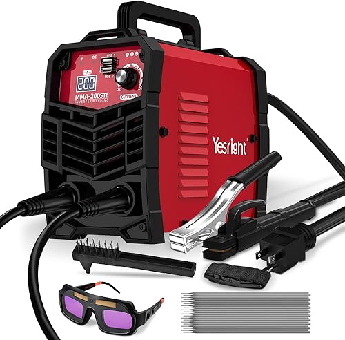 Mini soldador de palo, máquina de soldadura portátil de 200 A con 20 varillas y Google de soldadura, pequeña máquina de soldadura de 110 V con