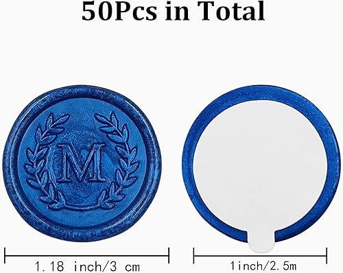 Miniatura 2 de 50 calcomanías adhesivas de sello de cera con letra M, hechas a mano, sin necesidad de sellar, rasgar y usar calcomanías de cera para invitaciones