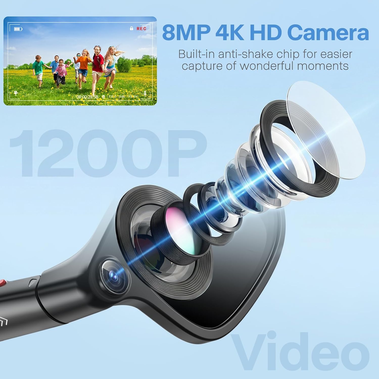 Ai Smart Glasses with Camera, 4K 8MP HD Photo and Video Recording with Real-Time Translation/Object Recognition/AI Voice Q&A/Recording, Calls and Music, UV & Blue Light Protection, Photochromic lens