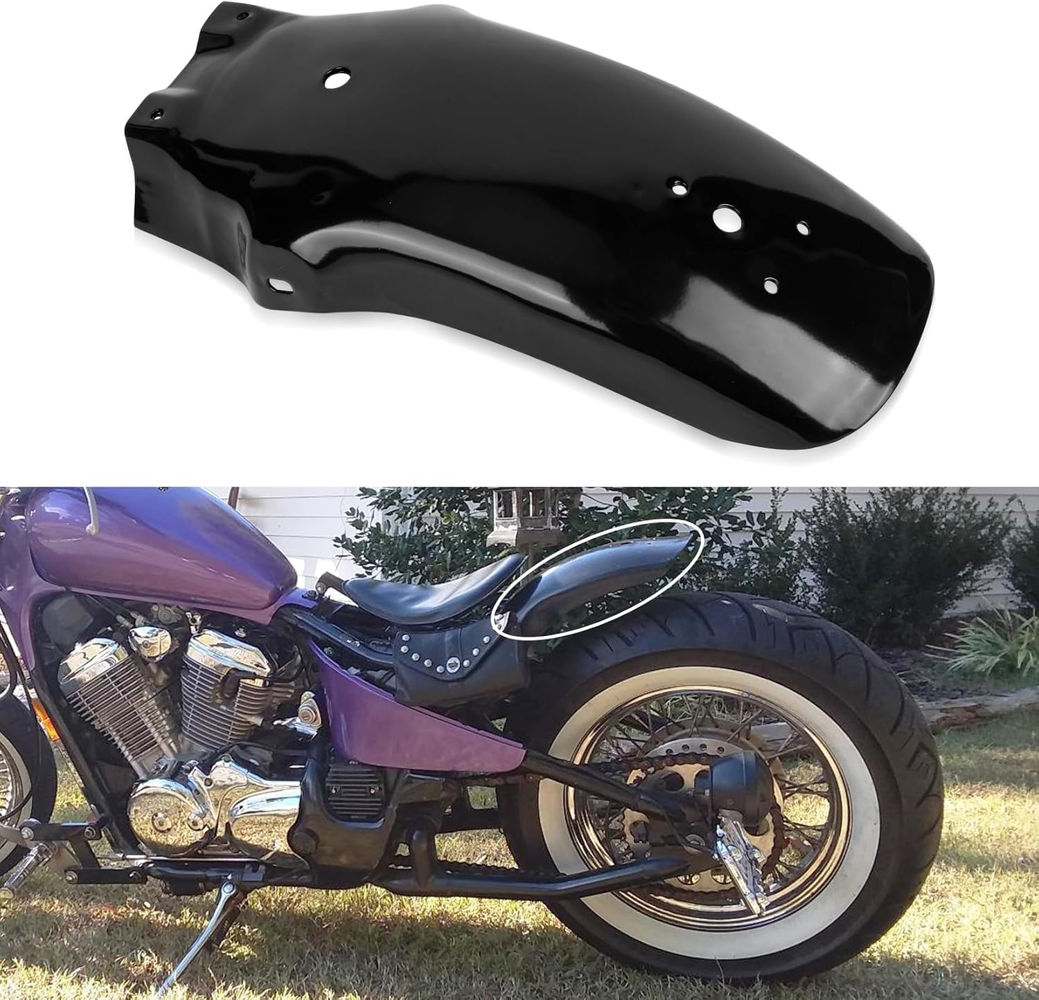 psler Protection de roue arrière universelle pour Chopper Cruisers, Virago, V-Star, Roadliner, Shadow, Spirit, Meanstreak, Noir