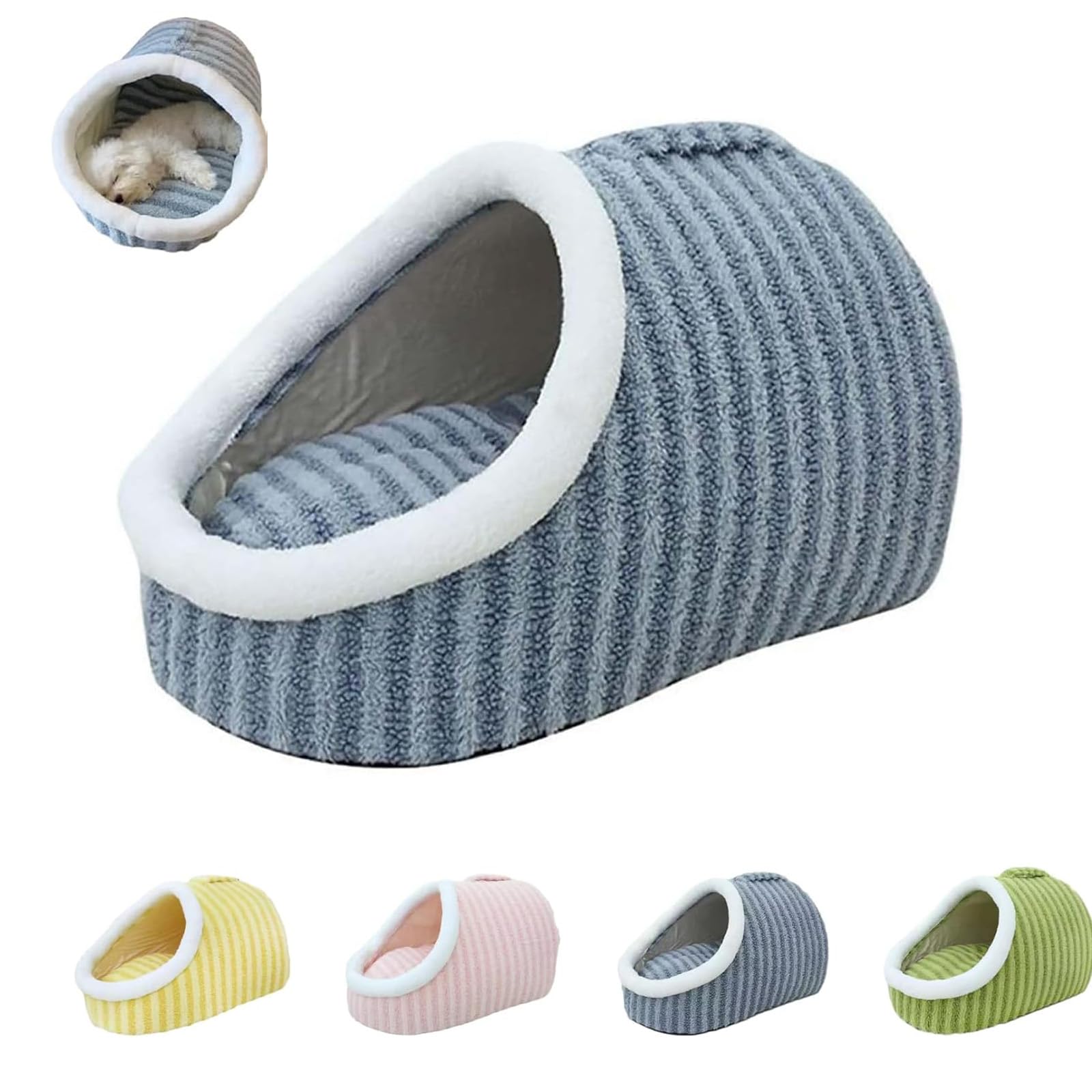 Cozy Dog Bed, Cozy Hideaway Pet Bed, Soft Warm Pet Slipper Cave Bed with Handles, Removable Cozy cave Dog Bed for Small Medium Large Dogs and Cats (Blue,S)