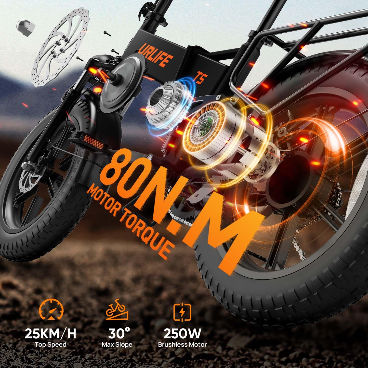 URLIFE Bici Elettrica Pieghevole, 20 * 4" Fat Tire E BIKE Batteria Rimovibile da 48V 13AH, Bicicletta Elettrica Sospensione Completa, 7 Velocità ebike da per Ogni Terreno