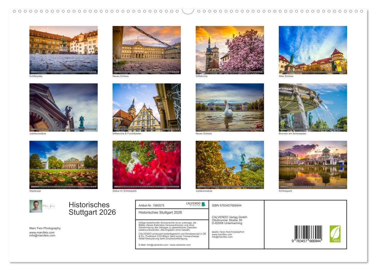 Historisches Stuttgart 2026 (hochwertiger Premium Wandkalender 2026 DIN A2 quer), Kunstdruck in Hochglanz