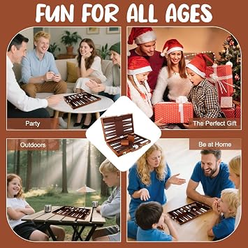 Backgammon Set, 11 Inch 2 Players Travel Backgammon Set with Premium Leather Case, Acrylic Playing Pieces and Dice Cups, Portable Backgammon Sets Luxury for Adults(Brown)