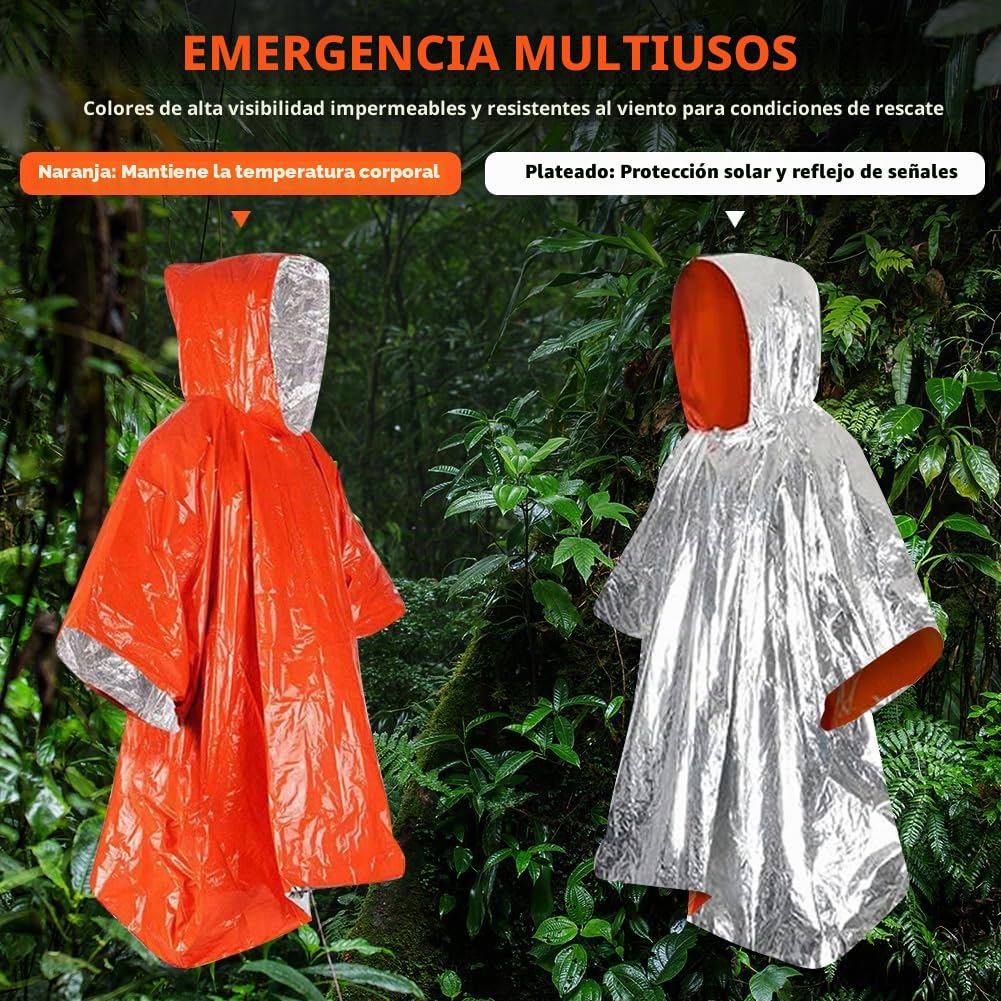 Flintronic Poncho de Supervivencia 3 PCS Mantas Térmicas de Emergencia Impermeable Aluminio Reversible