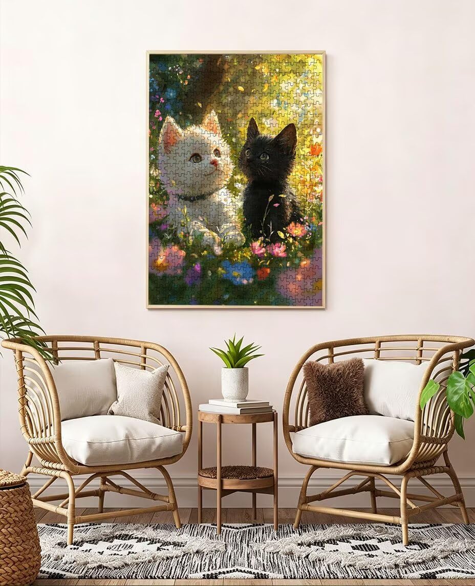 Puzzle 1000 elementów, kot trawnik puzzle dla dorosłych 1000, niemożliwa klasyczna układanka, drewniane układanki, gra rodzinna, do gry edukacyjnej wyzwanie zabawki, dekoracja ścienna prezent BXHZW5