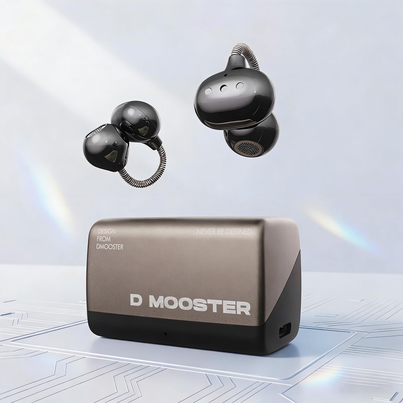 OHAANYY Dmooster D95 Cuffie clip-on Open-Ear Bluetooth 6.0 Sport | Auricolari senza fili con traduzione AI in 68 lingue, batteria 20h, impermeabili IPX6, mini auricolari
