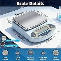 Vista 5 de Báscula de laboratorio de 211.64 oz x 0.00 oz, balanza analítica de 0.00 oz de alta precisión, báscula científica de gramos, balanza digital