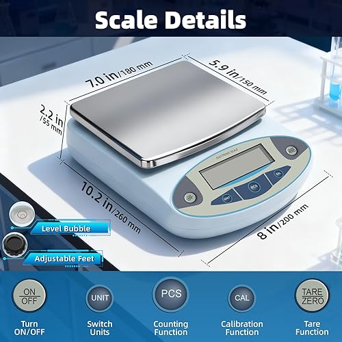 Miniatura 5 de Báscula de laboratorio de 211.64 oz x 0.00 oz, balanza analítica de 0.00 oz de alta precisión, báscula científica de gramos, balanza digital para
