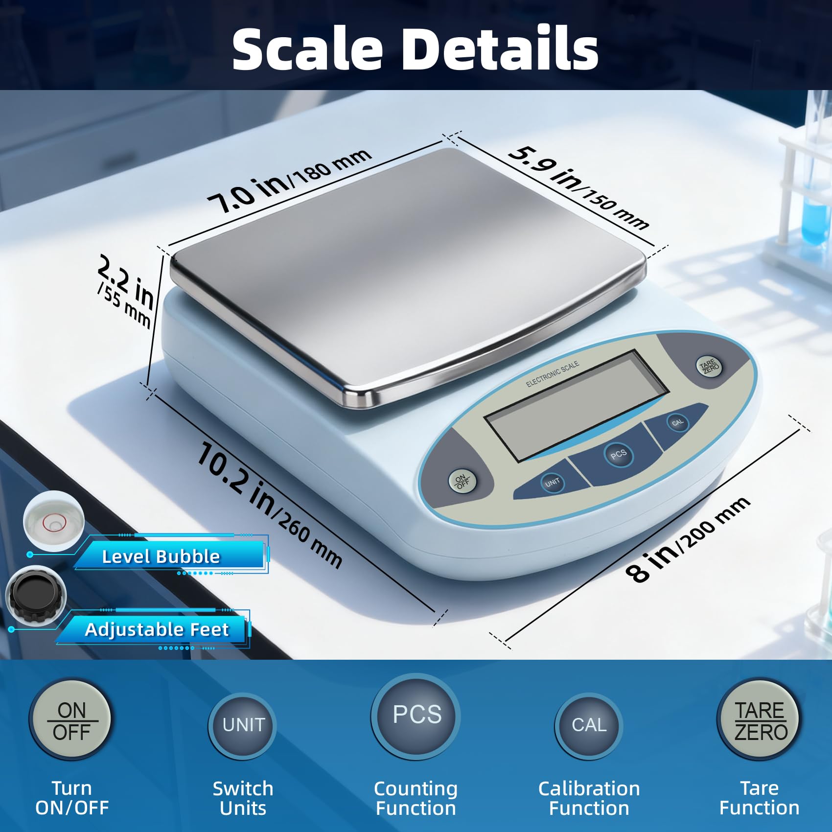 Báscula de laboratorio de 3000 g x 0,01 g, 13 unidades de 0,01 g de precisión, balanza analítica digital de alta precisión, escala electrónica de laboratorio, escala digital para cocina/joyería