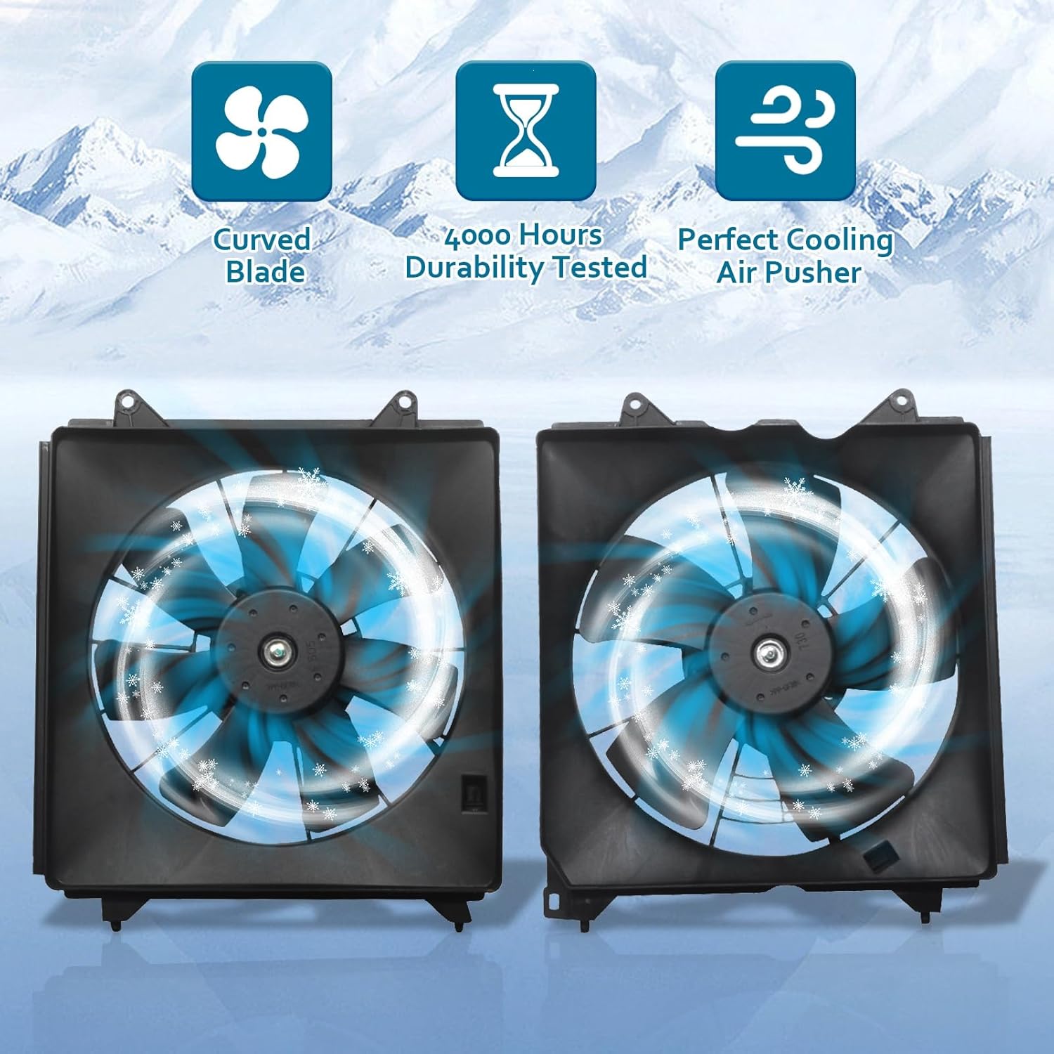 Radiator Engine Cooling Fan Assembly Compatible with 2008 2009 2010 2011 2012 Accord 2.4L I4 Curved Blade, Automotive Cooling Fans Replace for HO3115142