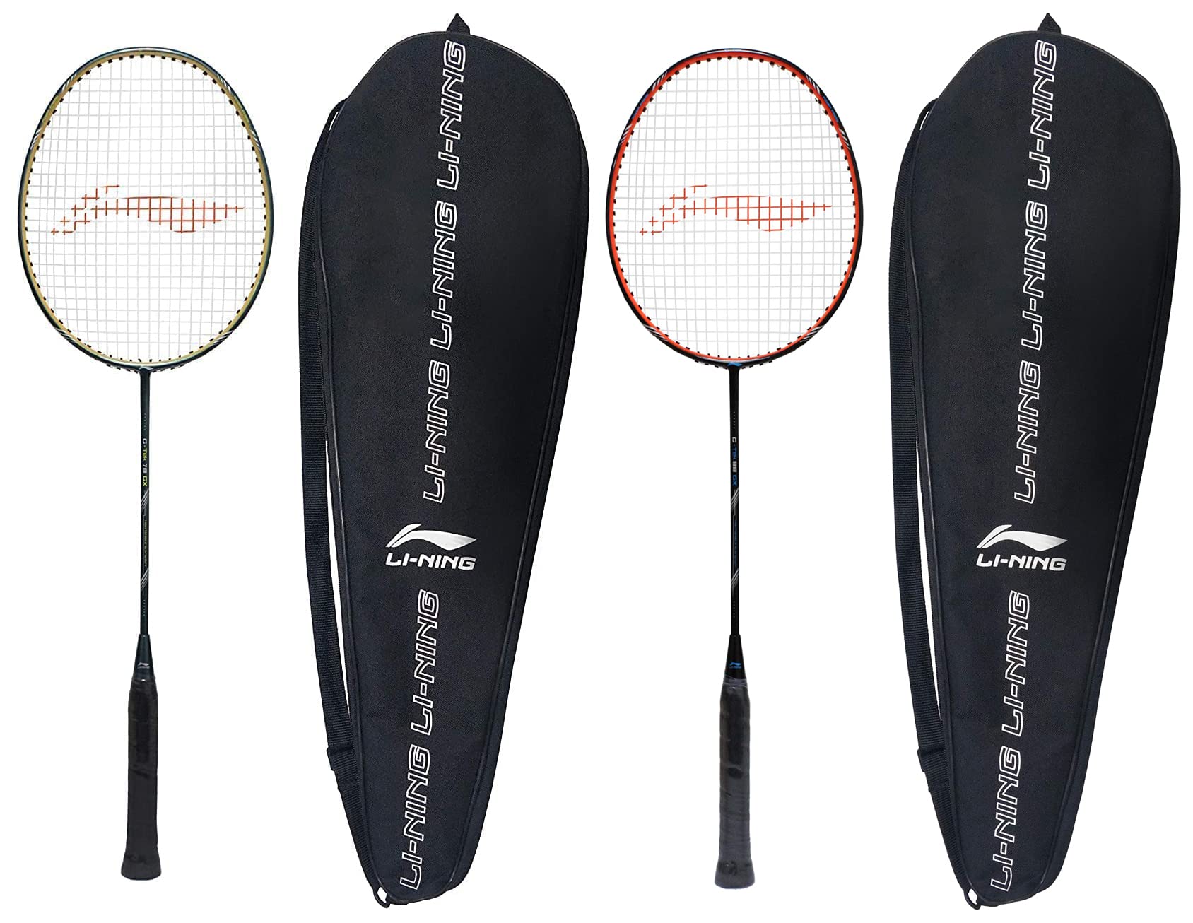 Li-Ning G-TEK Graphite Strung Badminton Racquets (Black/Orange) & (Blue/Gold) Combo-image-47