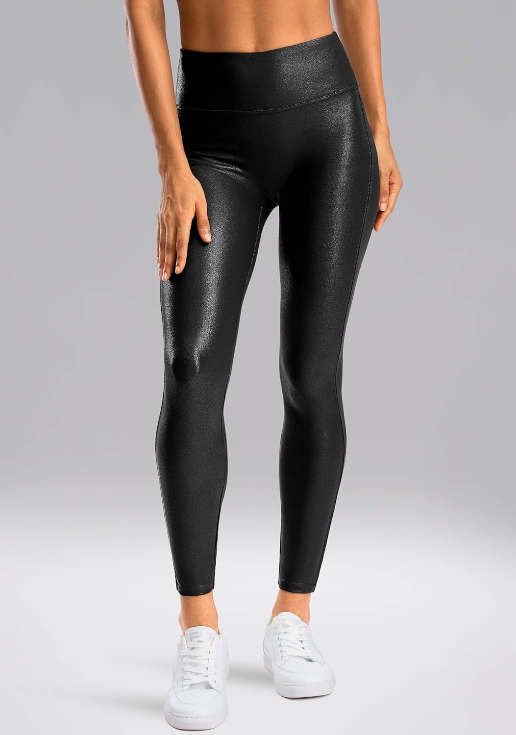 SANTINY Women's Faux Leather Leggings 25''/27''/29''-High Waisted Stretch Leather Pants Pleather Tights for Women - Image 3