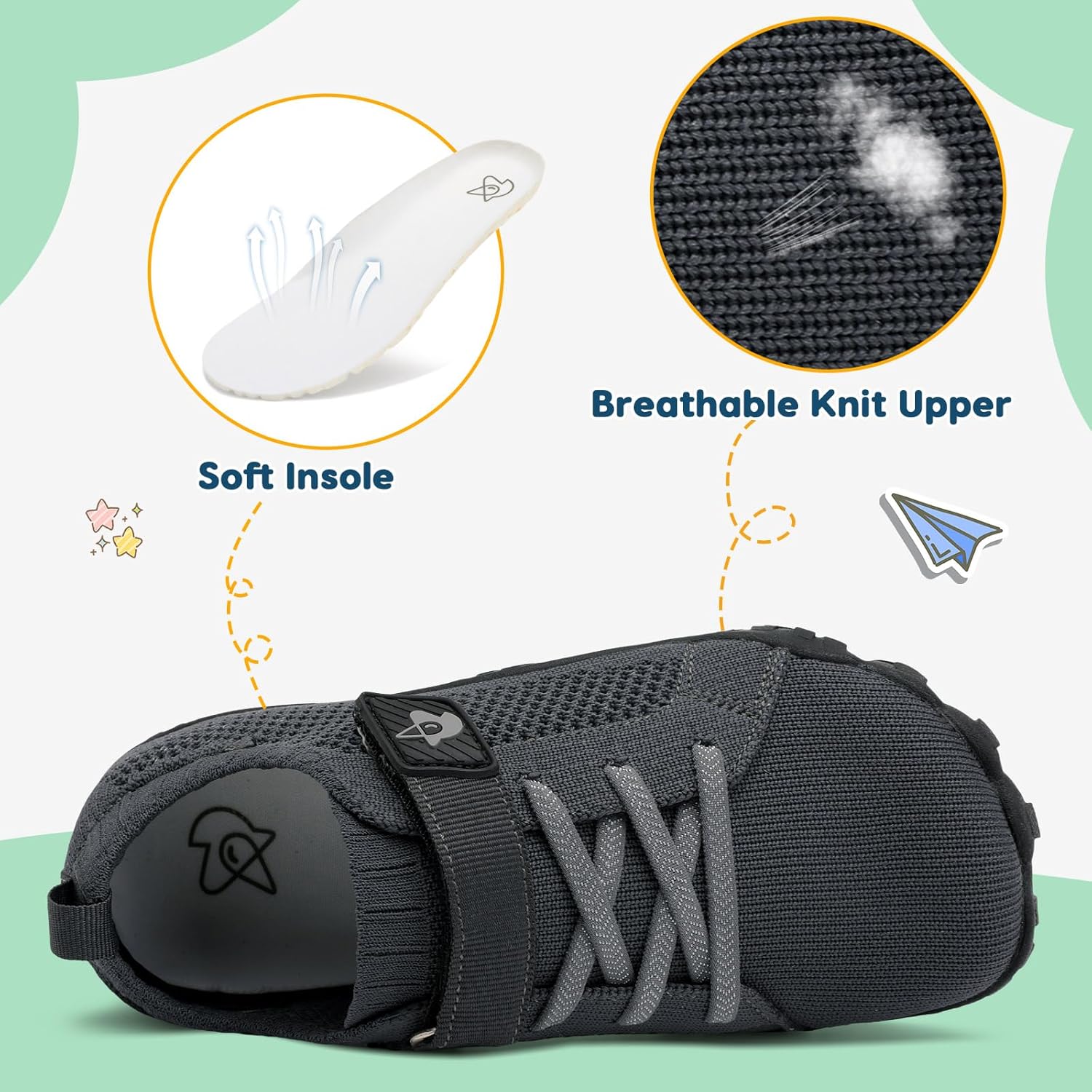 LeIsfIt Kids Girls Boys Shoes Wide Barefoot Shoes Kids Anti-Slip Sneakers Lightweight Hiking Sneakers for Toddler Little Big Kid - Image 5