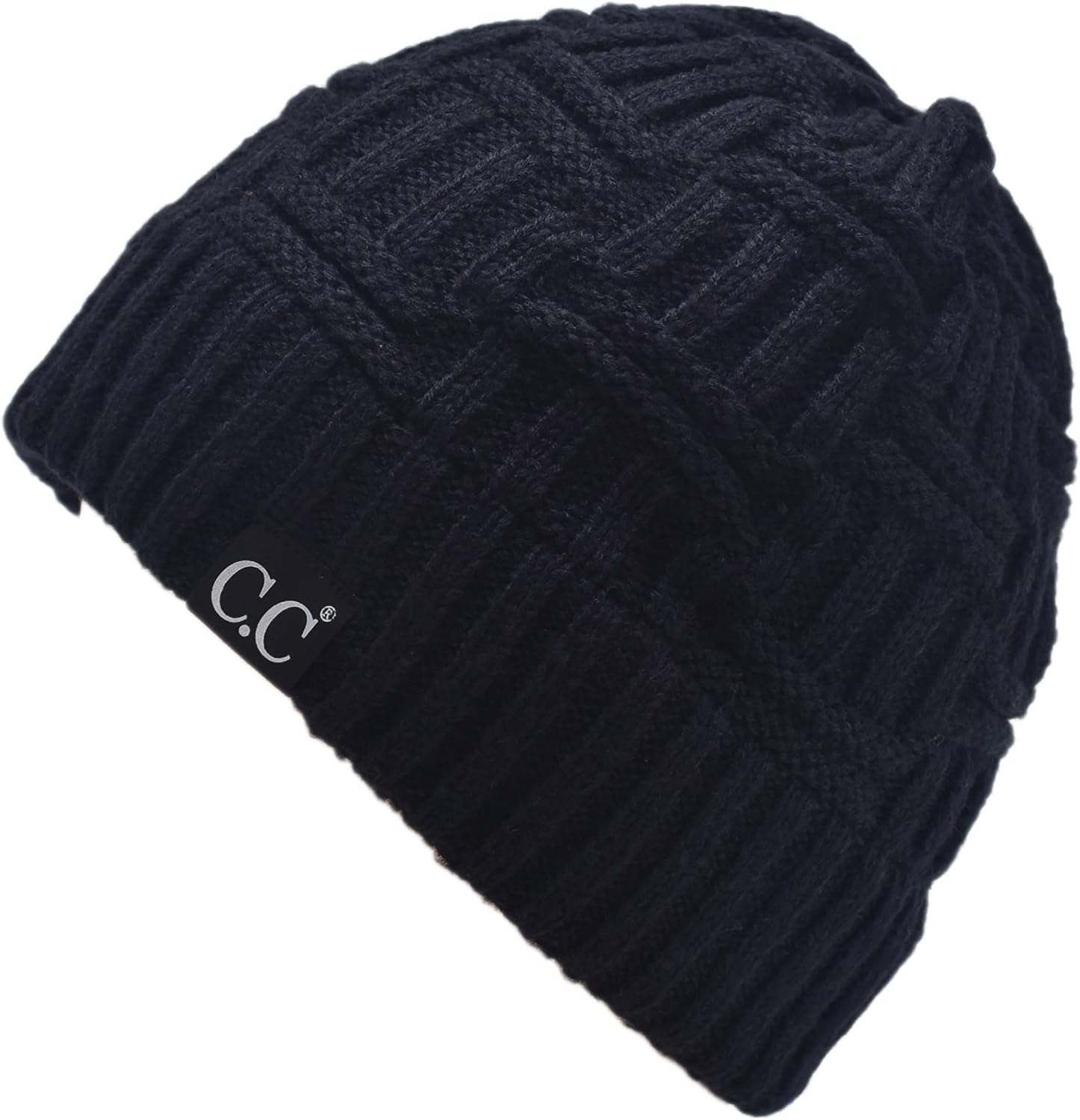 C.C Trendy Lightweight Winter Warm Chunky Soft Stretch Cable Knit Stylish Skull Hat Cap