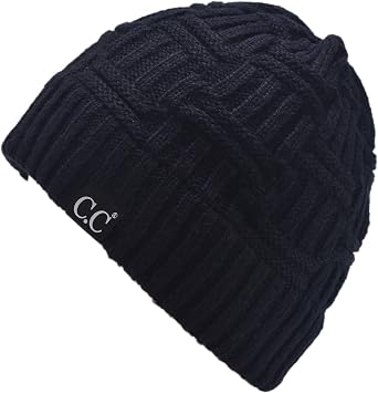 C.C Trendy Lightweight Winter Warm Chunky Soft Stretch Cable Knit Stylish Skull Hat Cap