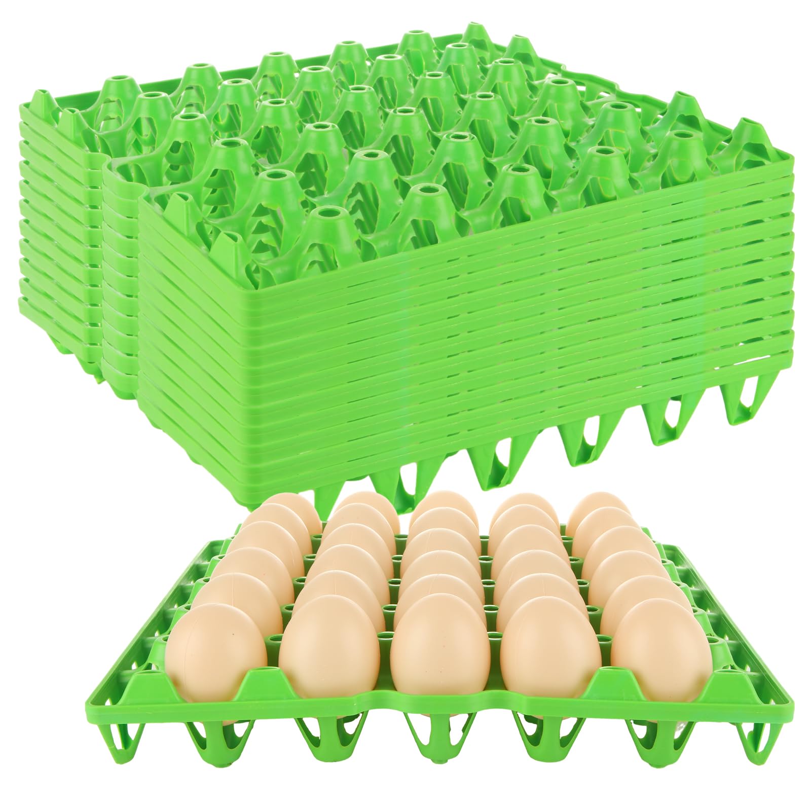 DAJAVE Confezione da 12 vassoi per uova in plastica, blu per 30 uova, per allevatori di polli domestici, impilabili, per contenere più uova per imballaggio, conservazione, spedizione di uova fresche