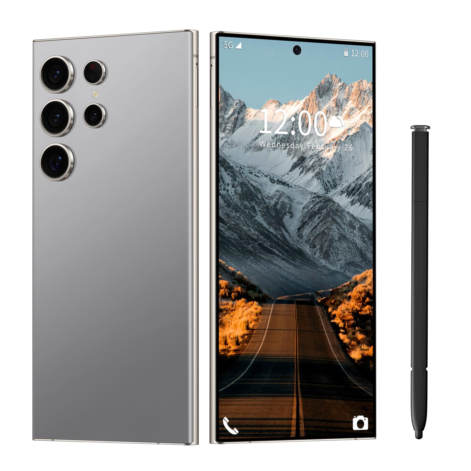 Huness I23 Ultra Smartphone Unlocked Cell Phone,Built in Pen,Battery 6800mAh 6.8" HD Screen Unlocked Phone,Android 13 6+256GB with 128GB Memory Card, Face ID/Fingerprint Lock/GPS (Grey)