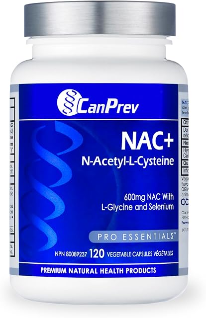 CanPrev NAC+ Supplément N-Acétyl-L-Cystéine, 120 Capsules Végétaliennes, Approvisionnement de 120 Jours - 600mg NAC avec L-Glycine & Sélénium - Favorise un Niveau de Glutathion Sain, Soutien Immunitaire, Fonction Hépatique & Équilibre Oxydatif