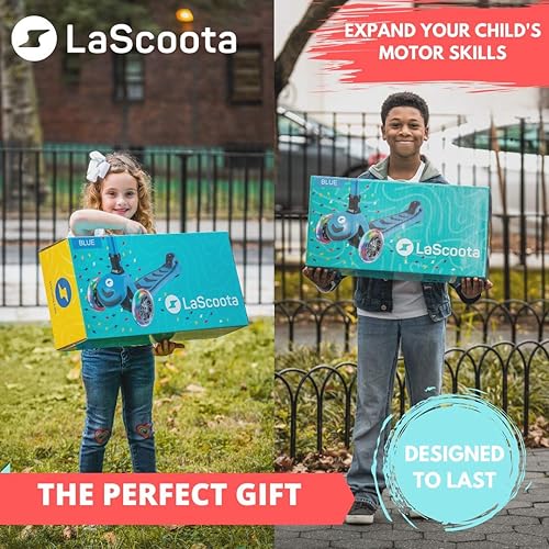 Miniatura 7 de LaScoota 2-in-1 Kids Kick Scooter Adjustable Height Handlebars and Removable Seat 3 LED Lighted Wheels and Anti-Slip Deck for Boys  Girls Aged 3-12