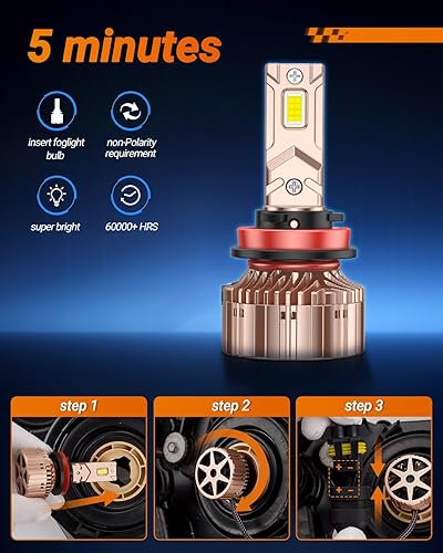 Miniatura 6 de SEALIGHT Bombillas antiniebla X6S H11H9H8 2024 6000K blanco frío, 40000LM ultra brillantes H11H8H9 Powersports bombillas con ventilador, Plug and