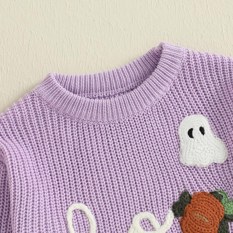 Baby Boy Girl Halloween Sweater Pumpkin Print Ribbed Knit Pullover Toddler Long Sleeve Tops Fall Winter Clothes4