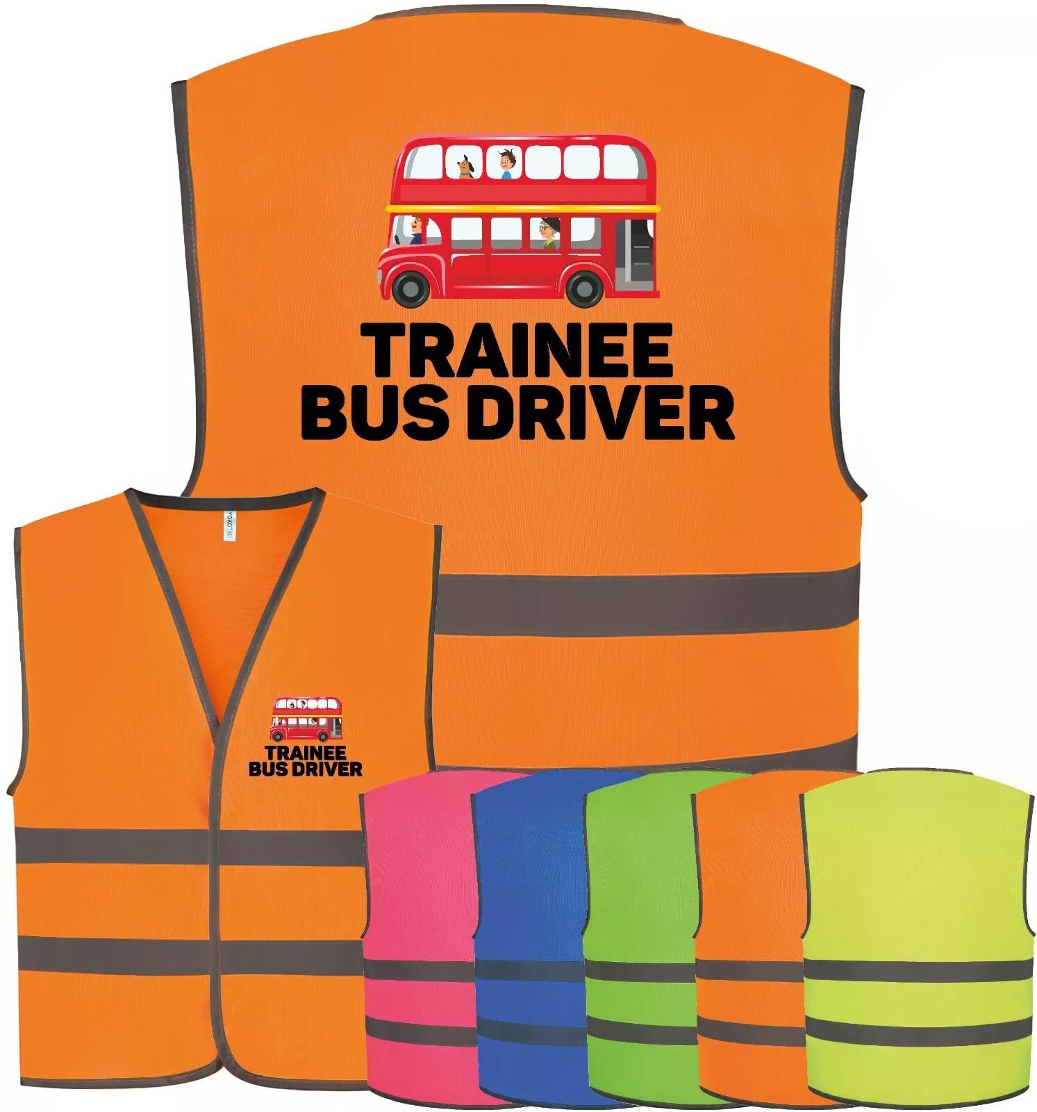 Corporate Togs Trainee Bus Driver Printed Vest, Children's Visibility Safety Vest, Sleeveless, Reflective Bands, Hook & Loop Fastening, Small to Large Size | Emergency Hi-Vis Vests