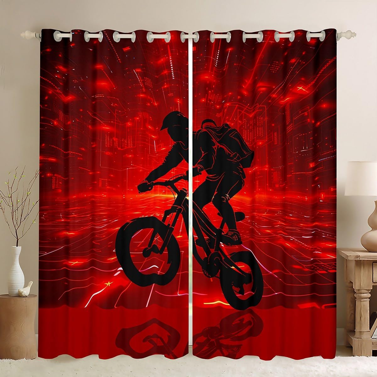 Erosebridal Palm Leaf Darkening Curtains Ocean Beach Blackout Curtains Nature Theme Window Drapes 38"x54",2 Panels Sunset Hawaiian Window Treatments