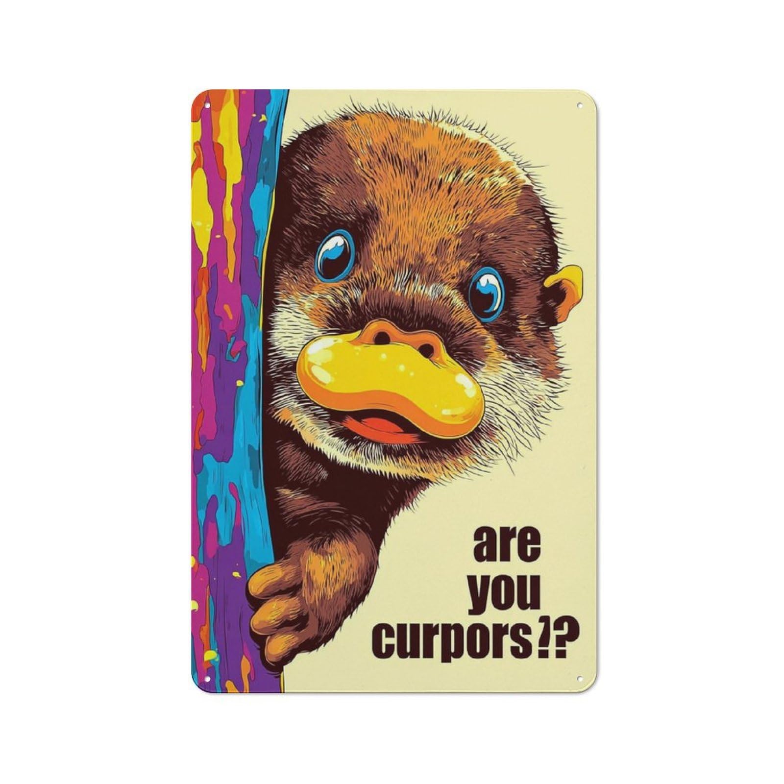 Junmoney Curious Otter Peeking Fun Art Nostalgic Metal Wall Sign 30X20cm, Classic Pub Decor For Bar, Kitchen, Garage Or Games Room