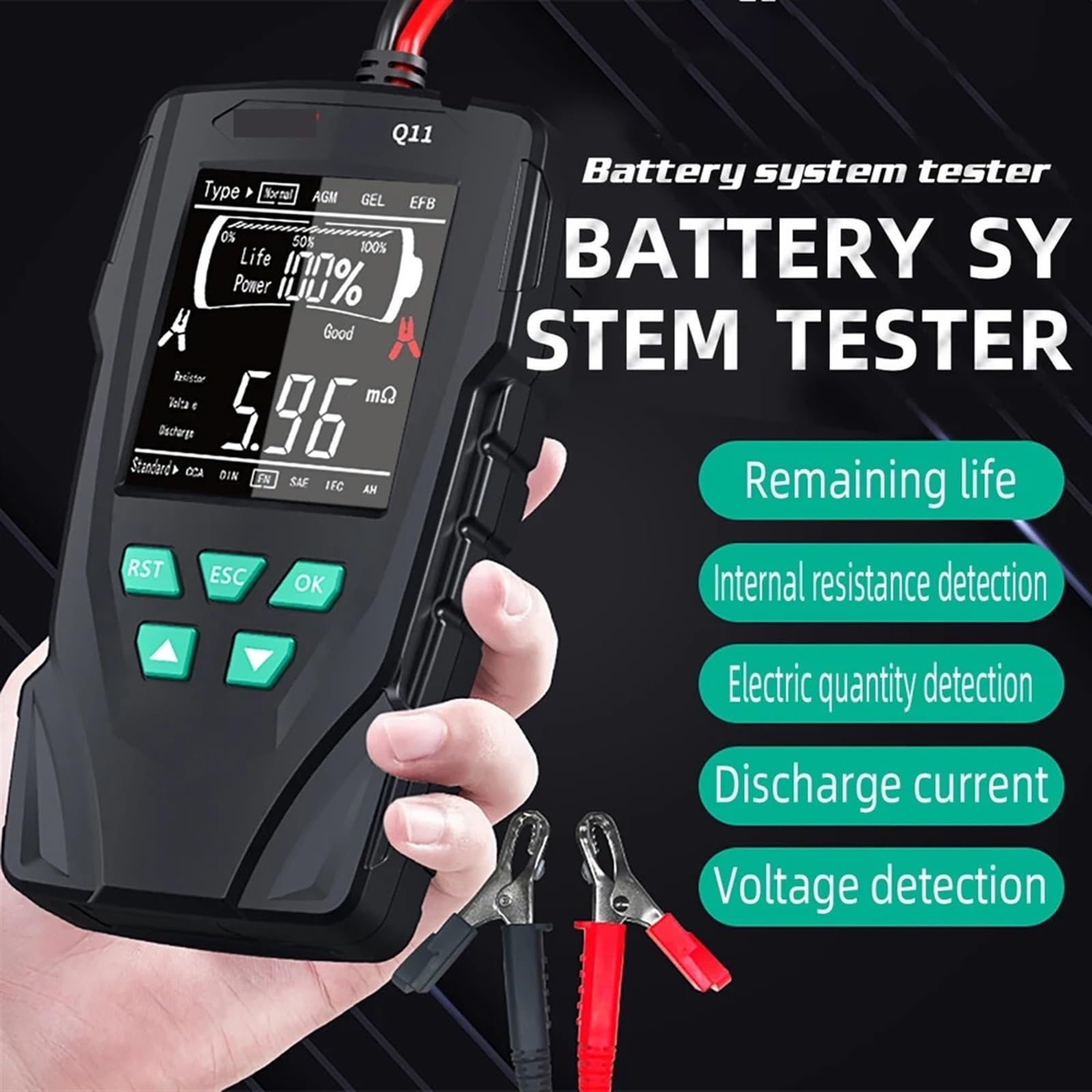 Q11 Tester batteria for auto 12V 24V Checker digitale Rilevamento automatico professionale Analizzatore batteria Strumento batteria for auto