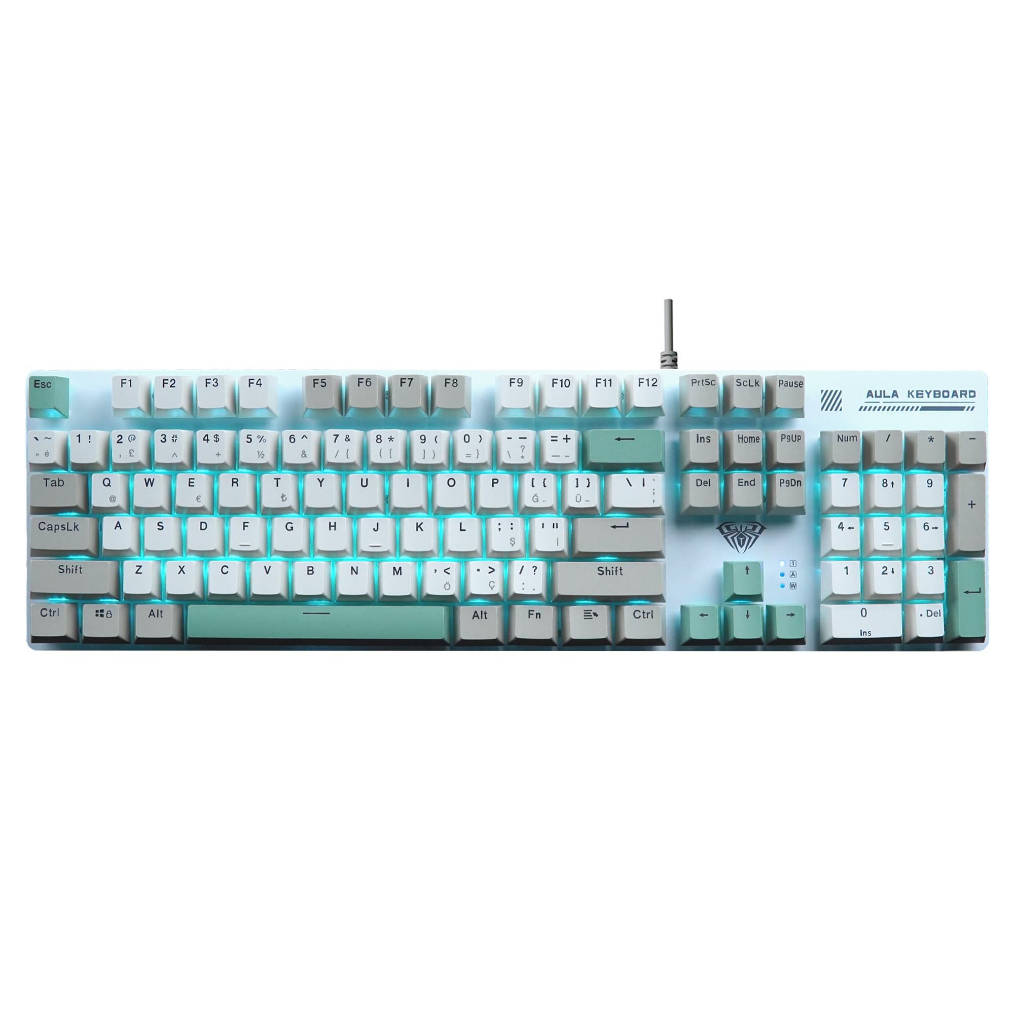 Aula S500 Brown Switch Mavi Led Aydınlatmalı Makrolu Kablolu Gaming Mekanik Oyuncu Klavyesi