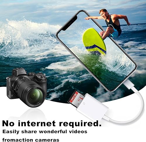 Miniatura 5 de Certificado MFi de Apple Lector de cámara de tarjetas Lightning a SD para iPhone iPad, lector de tarjetas de memoria, visor de cámara de rastro,