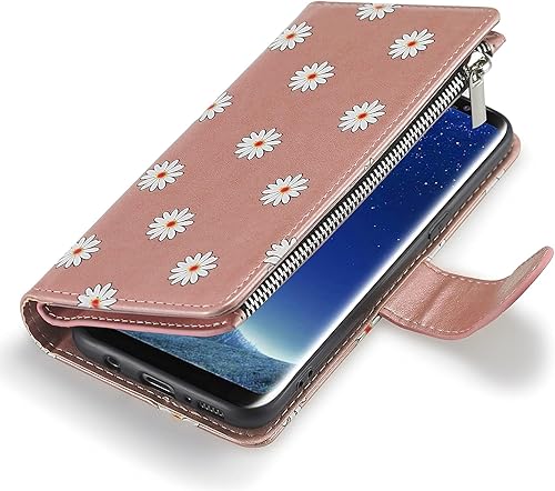Miniatura 8 de UEEBAI Funda tipo cartera para Samsung Galaxy S9 Plus, funda de piel sintética, cierre magnético, bolsillo con cremallera, ranuras para tarjetas con