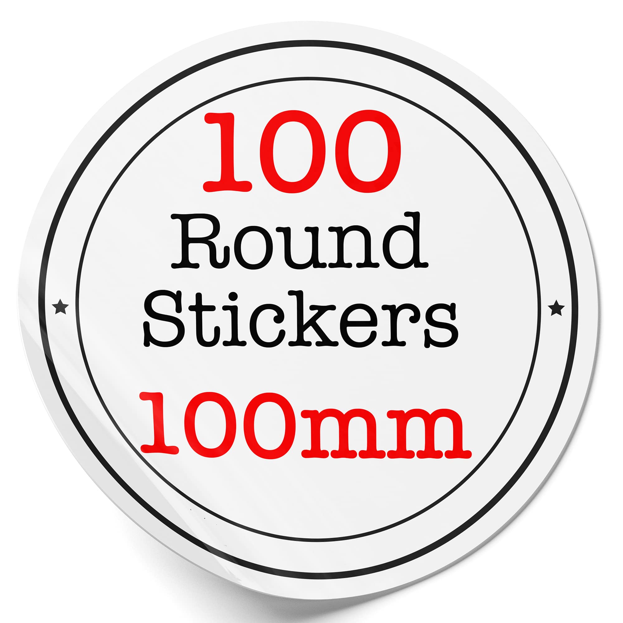 100 Personalised Round Vinyl Stickers Customised Sticker Labels Waterproof Stickers, 100MM