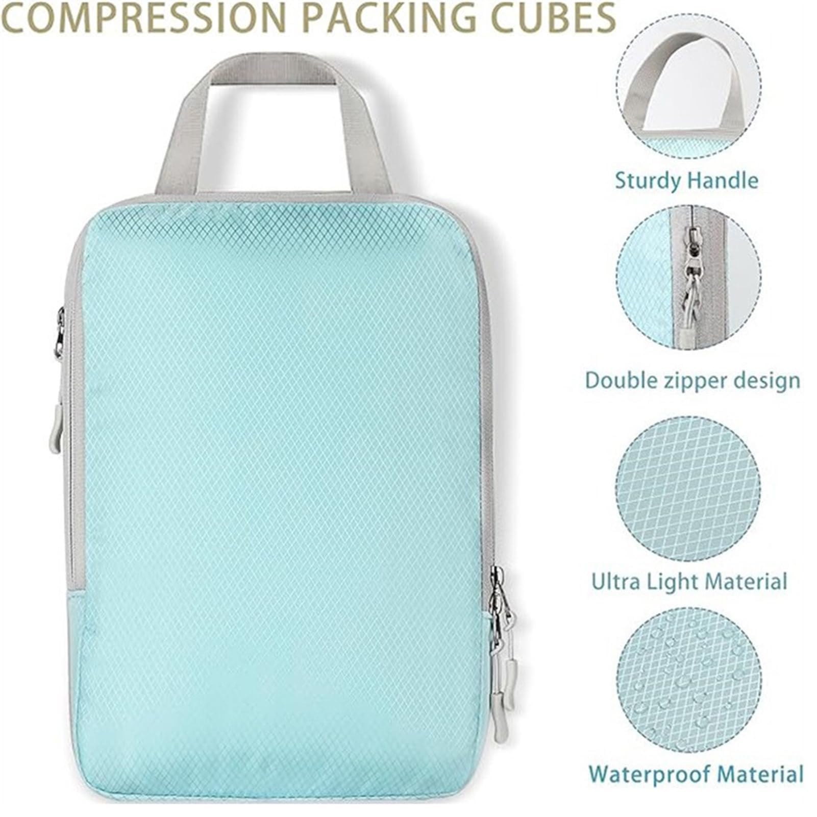 Cubos de compresión para Ahorrar Espacio Viajes | 4 Unidades Bolsas vacío Reutilizables Maletas, vuelos, Equipaje y Camping