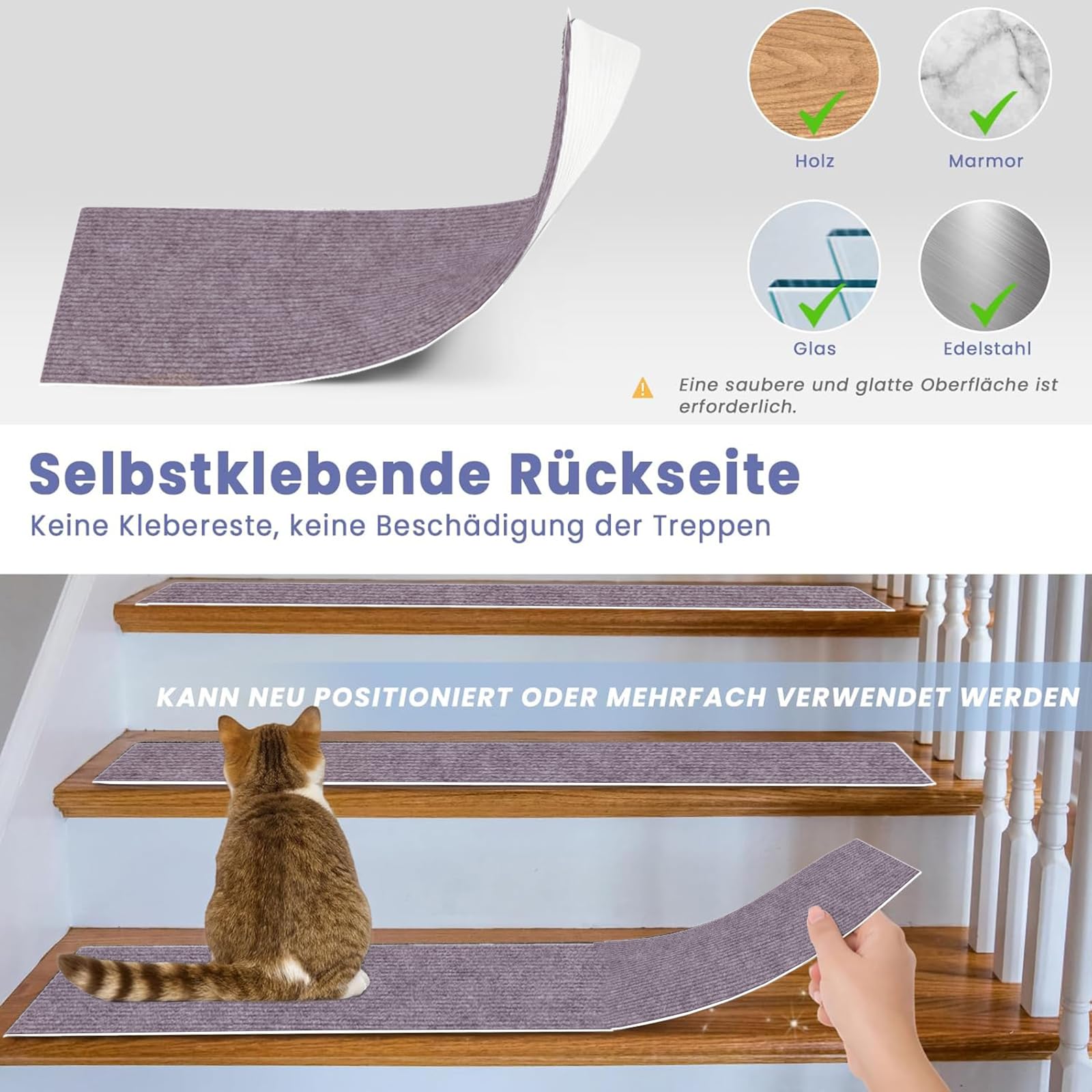 Alfombrillas antideslizantes de TPE de 20 x 54 cm, reutilizables y cortables, paquete de 5 alfombrillas antideslizantes seguras para niños para seguridad en el hogar y estilo.