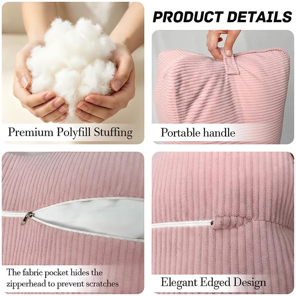 LIANSHANGNI Reading Pillows for Bed,Lumbar Support Back Pillow for Couch, Pink, Standard - Image 3