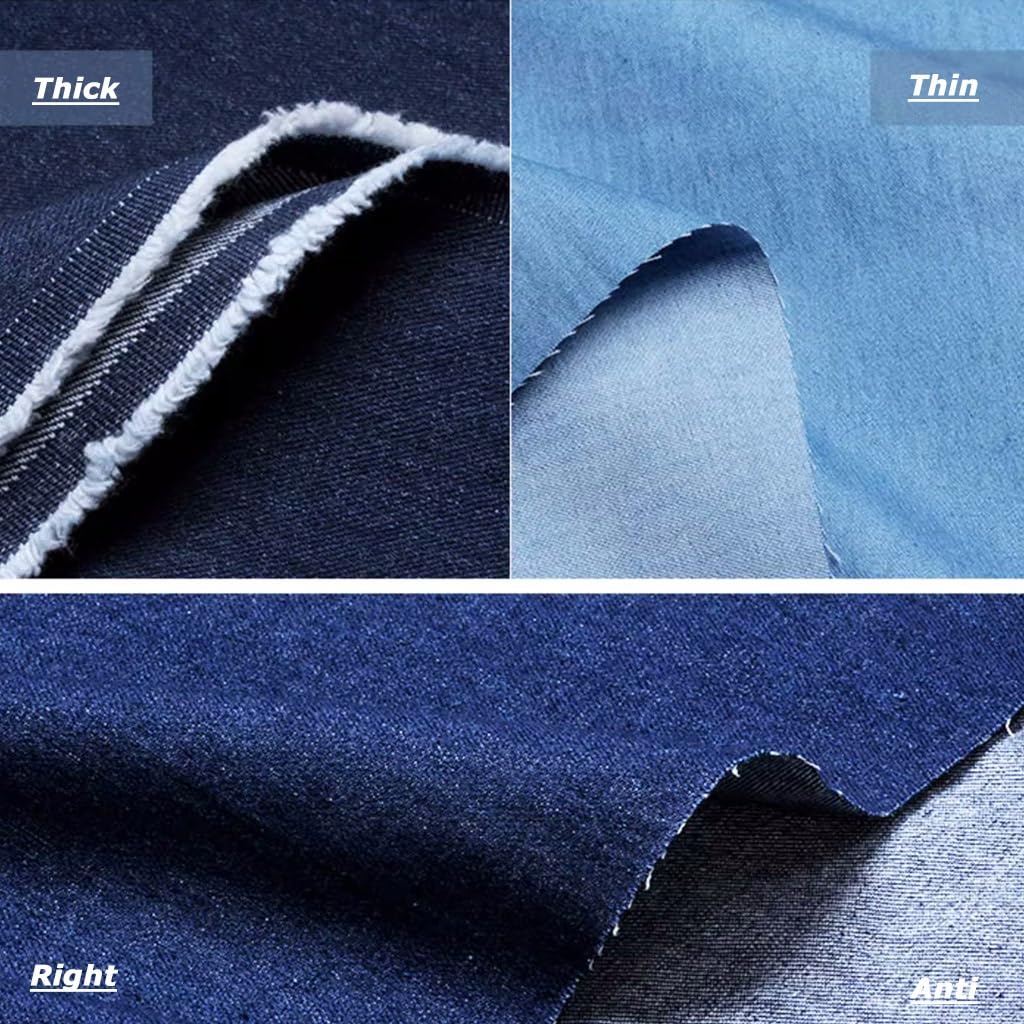 Tessuto In Blu Denim Tinta Unita Per Sartoria, Arte E Artigianato, Cucito, Trapuntatura, Larghezza 145 Cm,(Blue 2,20x1.45M(65.61x4.75ft))